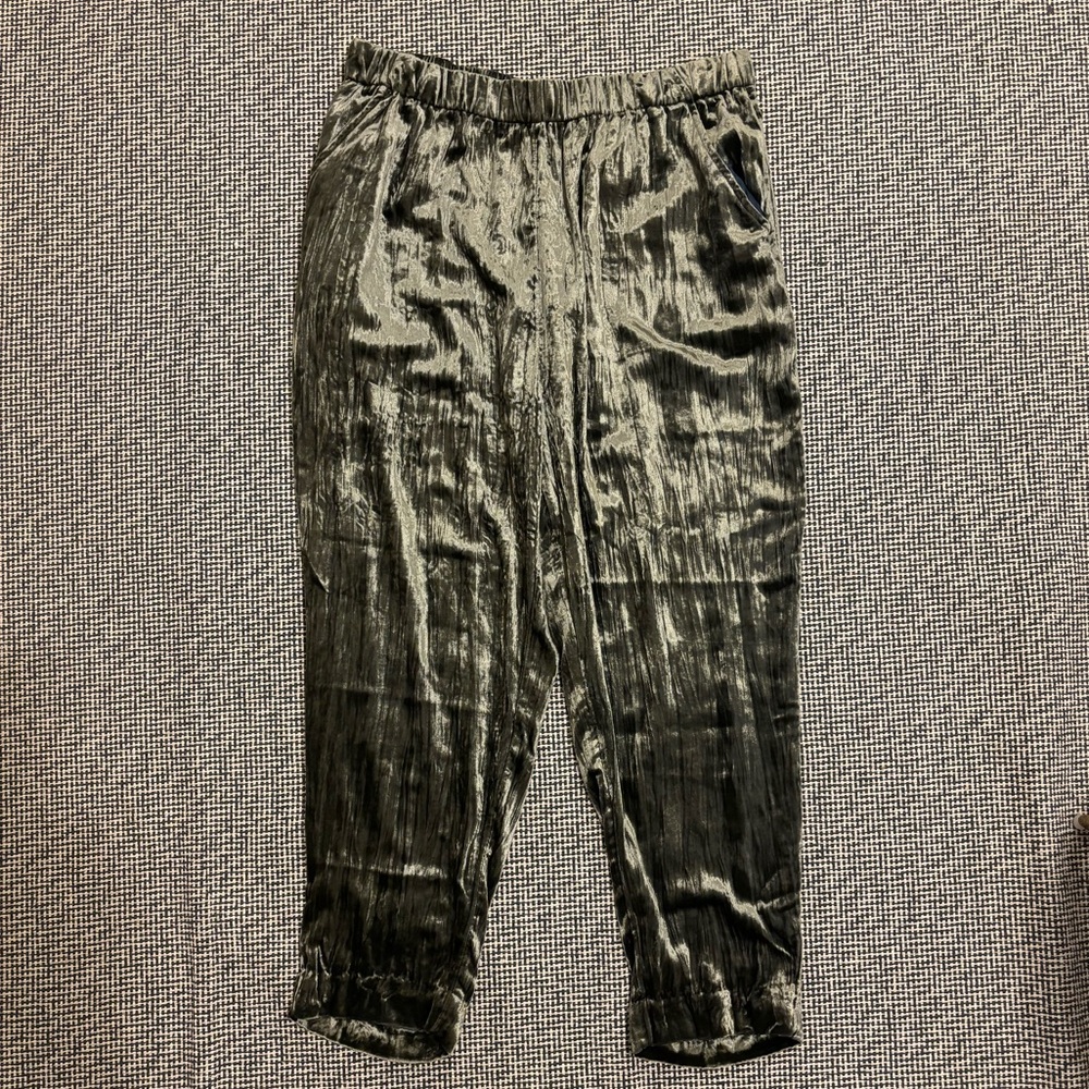 Anthropologie Black Velvet Cropped Pants